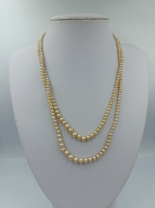 Elegante zweireihige Perlenkette mit 835 Silberverschluss