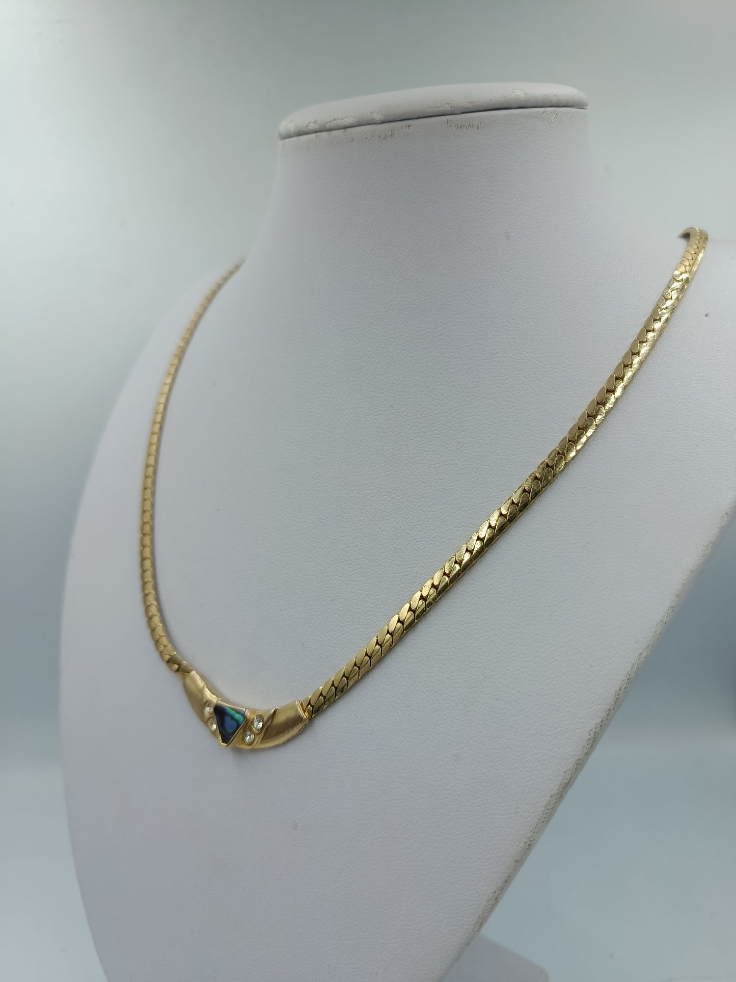 Vergoldete Kette mit Abalone Einlage und Kristallen