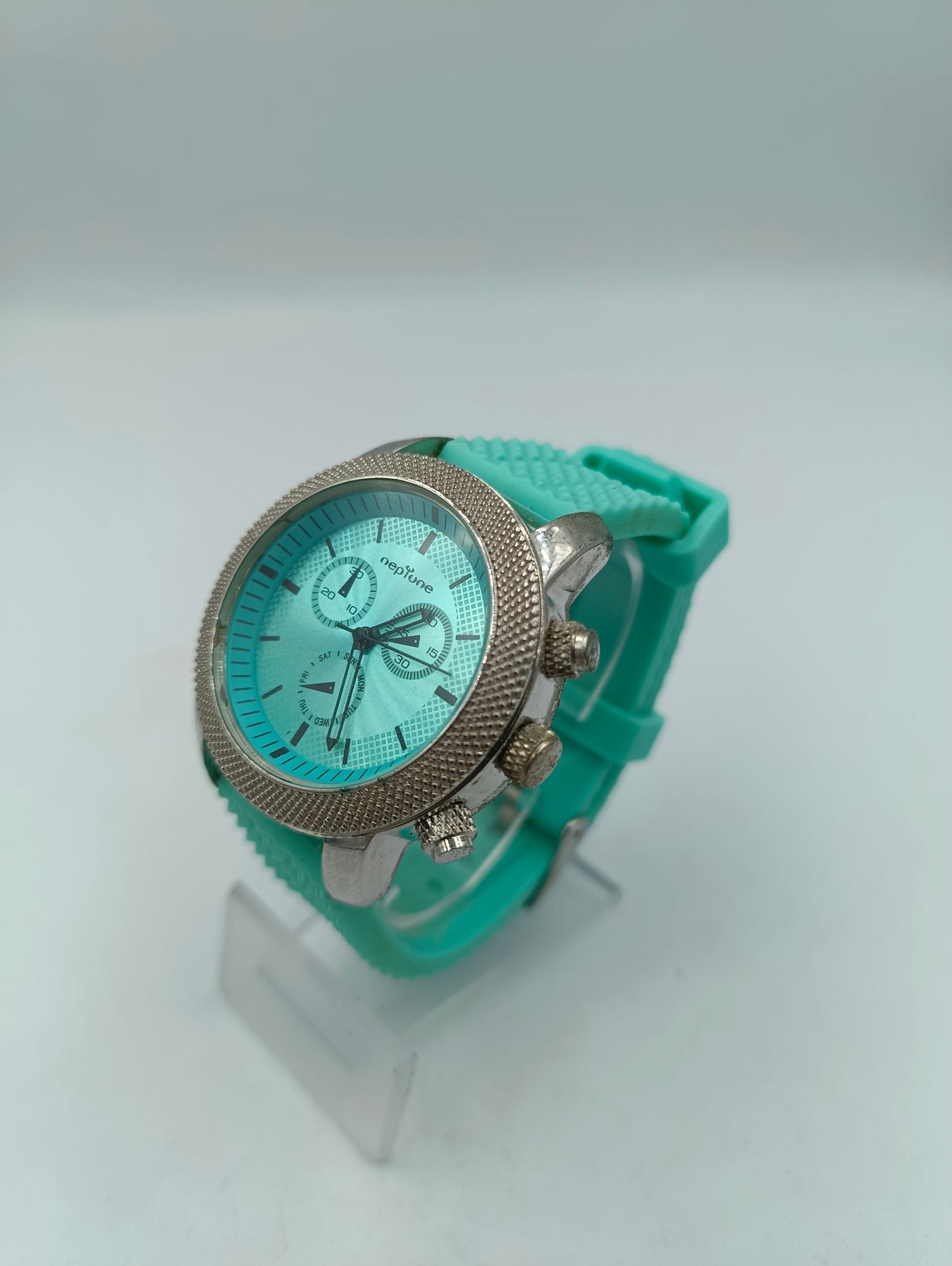 Neptune Armbanduhr Türkis Silber Sportlich Modern Herren