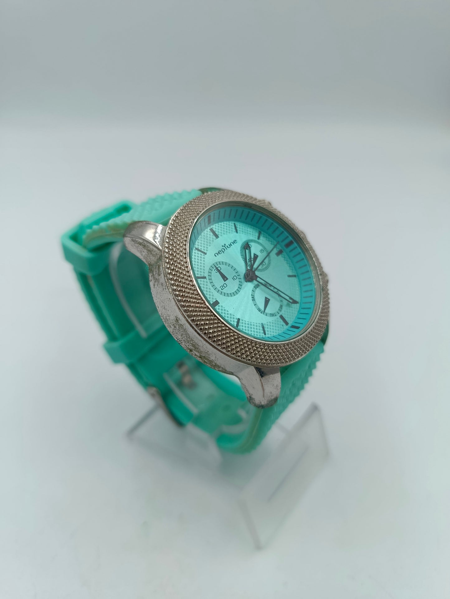 Neptune Armbanduhr Türkis Silber Sportlich Modern Herren