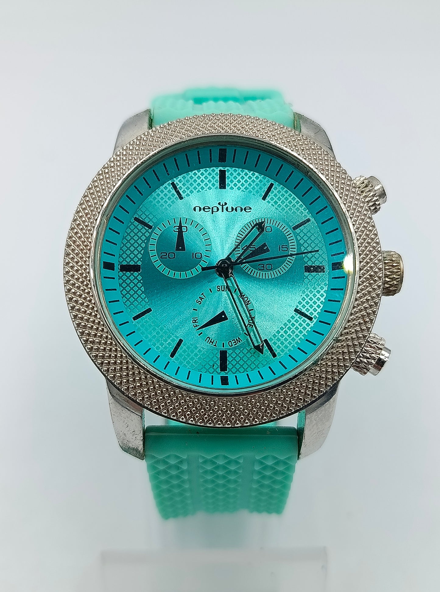Neptune Armbanduhr Türkis Silber Sportlich Modern Herren