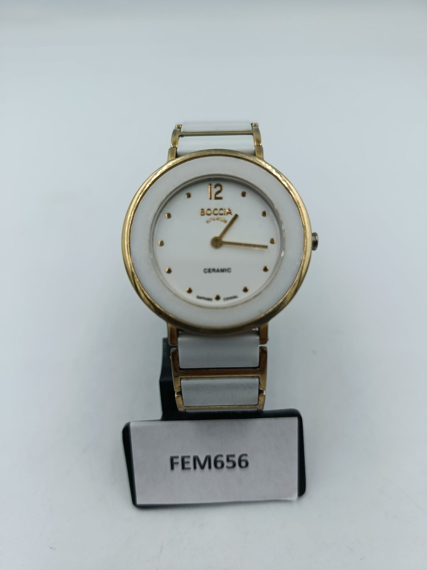 Boccia Titanium Armbanduhr Weiß Gold Keramik Damen Elegant