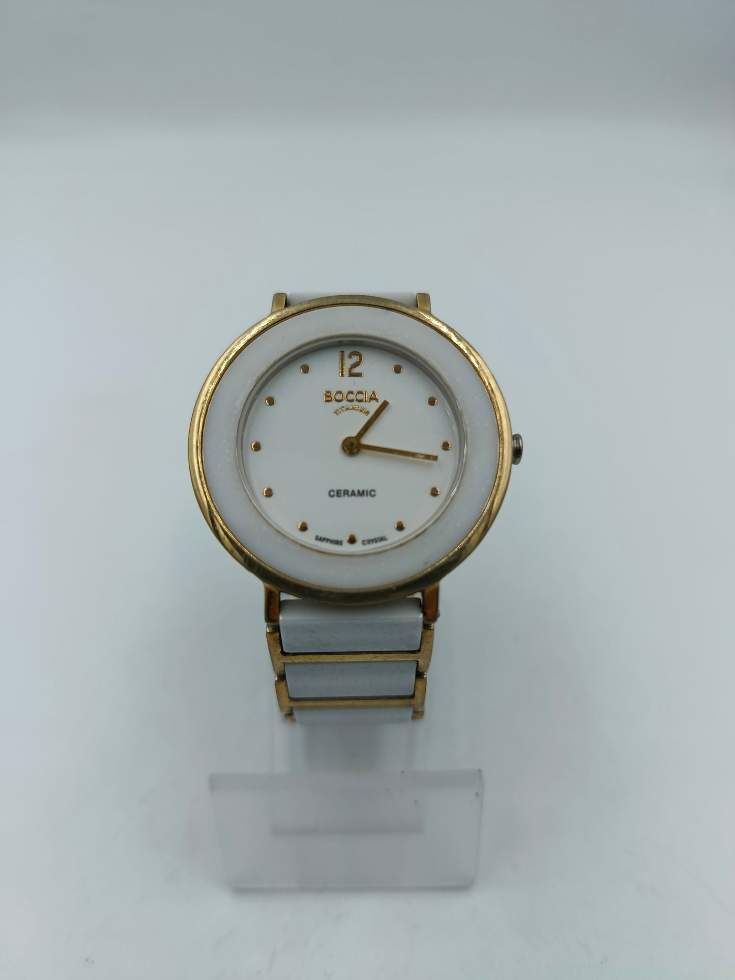 Boccia Titanium Armbanduhr Weiß Gold Keramik Damen Elegant