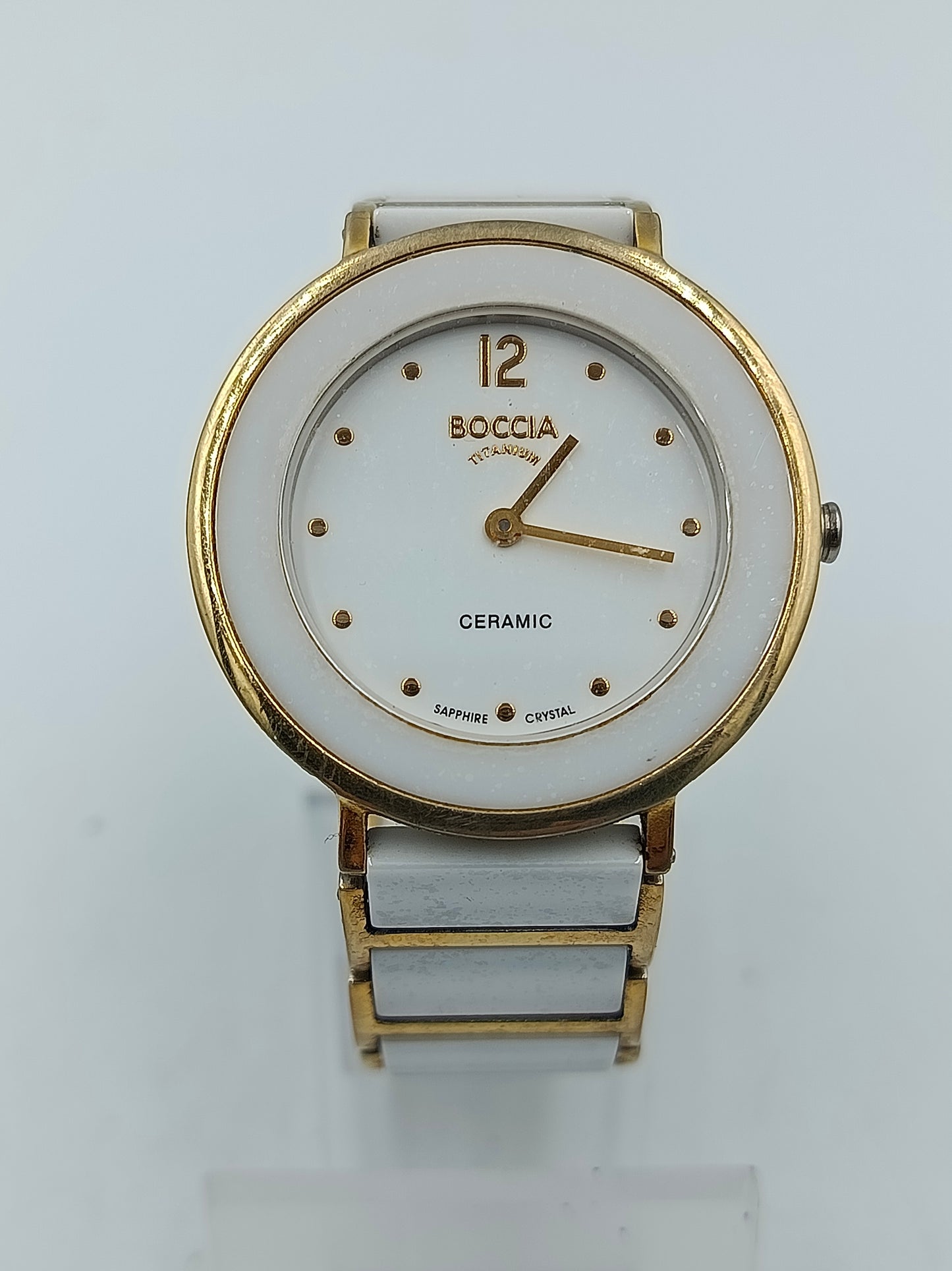 Boccia Titanium Armbanduhr Weiß Gold Keramik Damen Elegant
