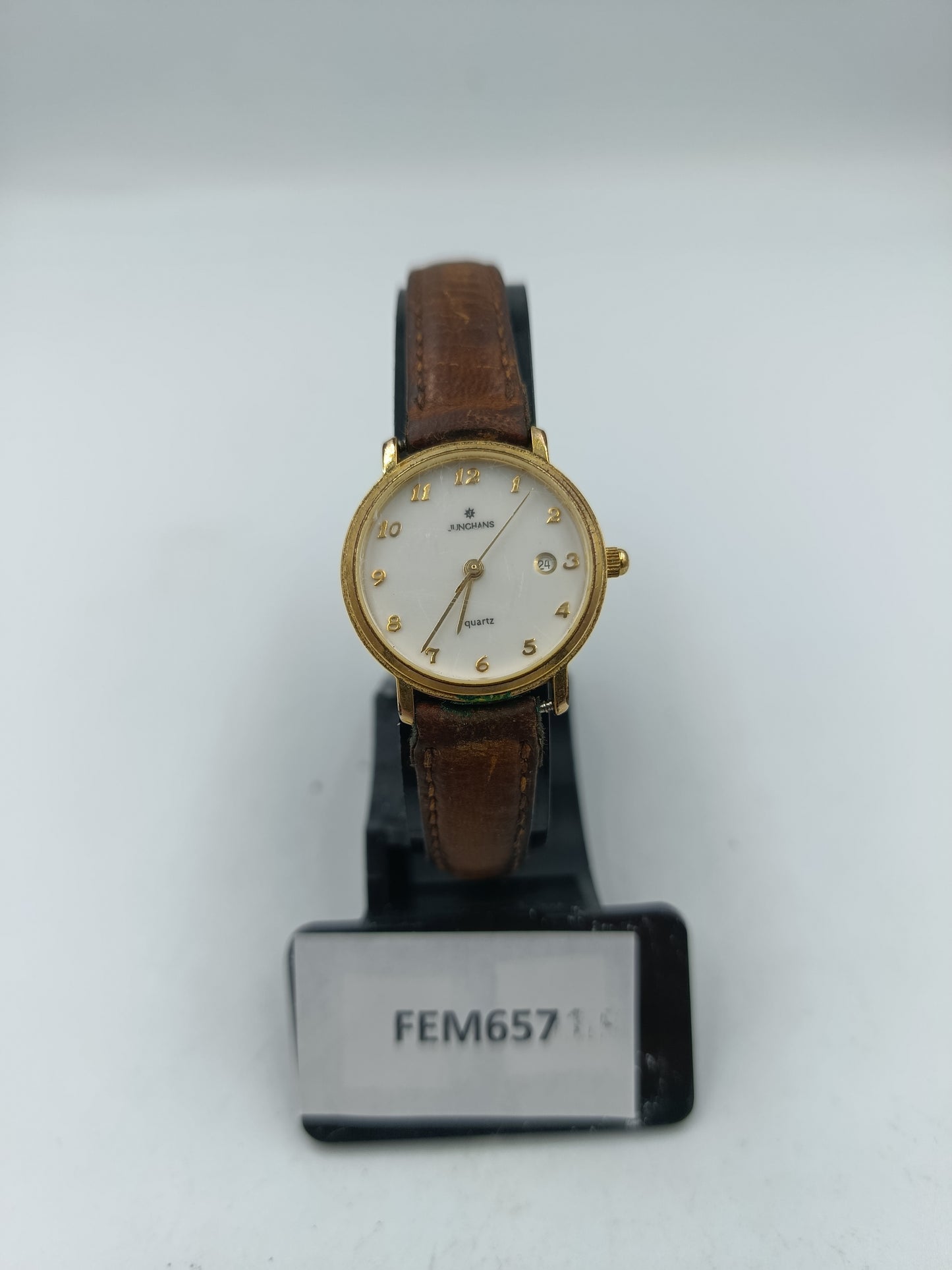 Junghans Armbanduhr Gold Braun Lederband Klassisch Elegant