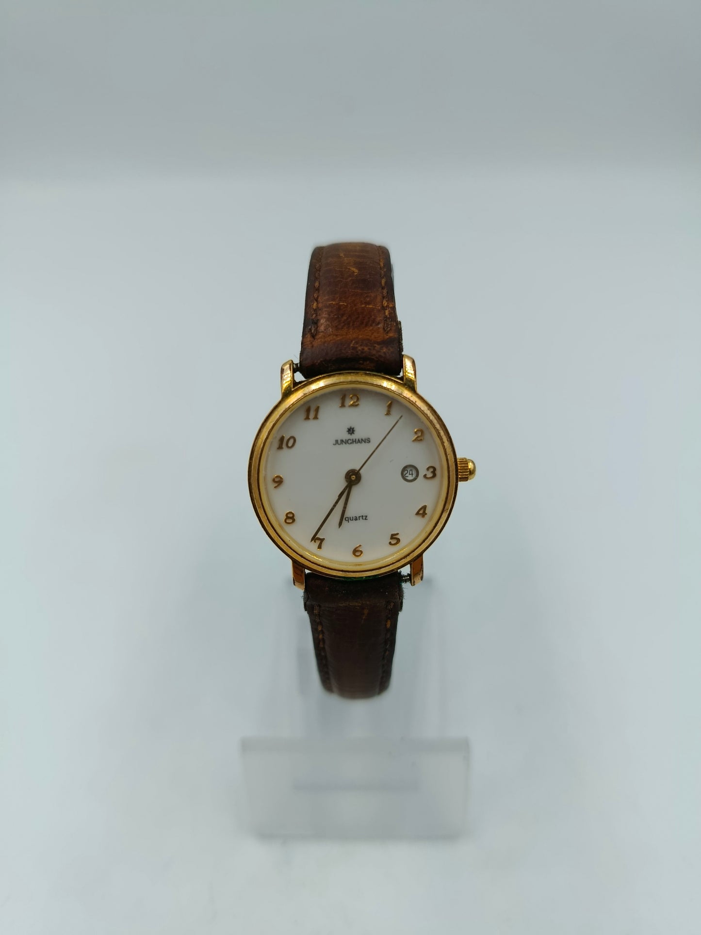 Junghans Armbanduhr Gold Braun Lederband Klassisch Elegant