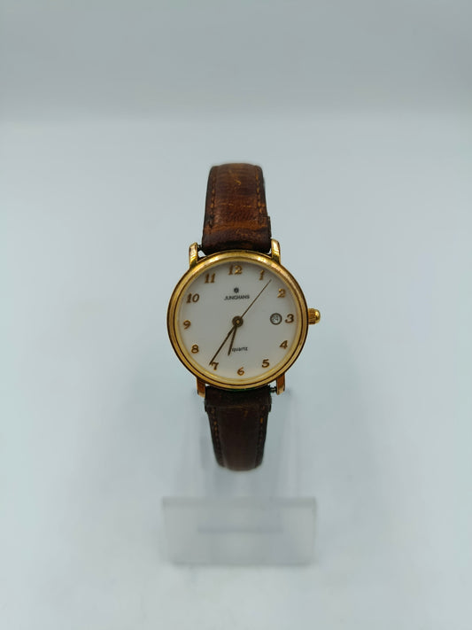 Junghans Armbanduhr Gold Braun Lederband Klassisch Elegant