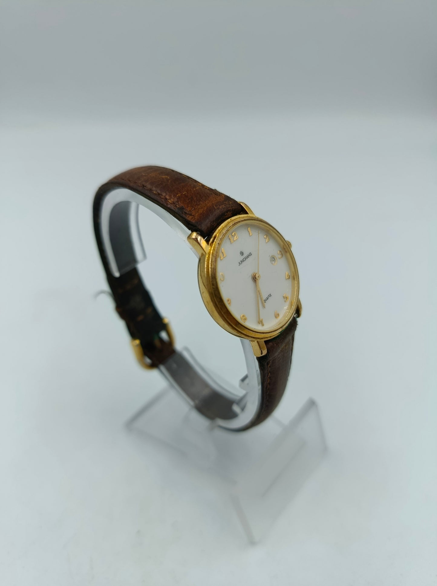Junghans Armbanduhr Gold Braun Lederband Klassisch Elegant