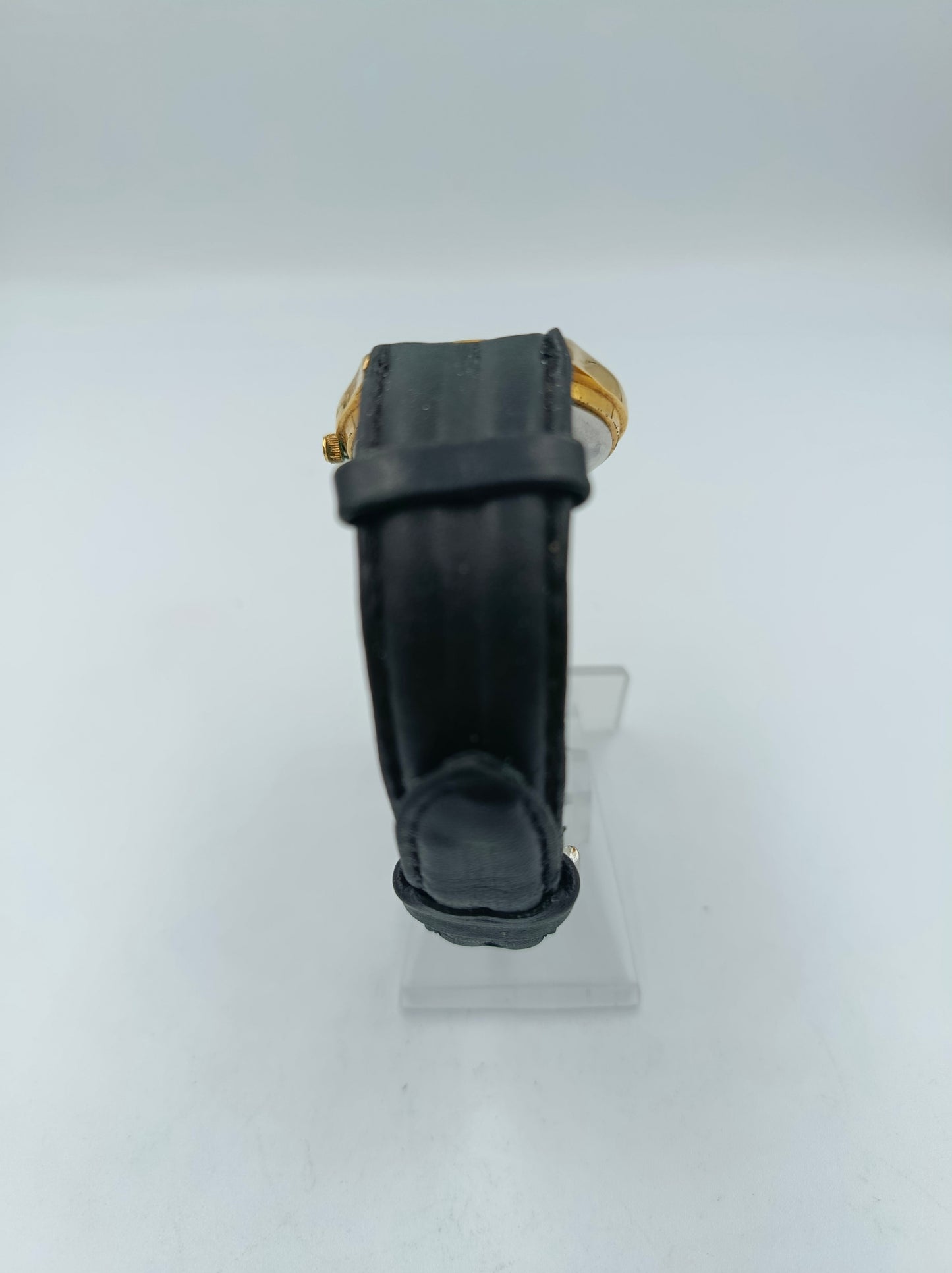 Lacher Armbanduhr Gold Weiß Schwarz Lederband Klassisch Elegant