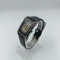 Omax Armbanduhr Schwarz Gold Rechteckig Lederband Elegant