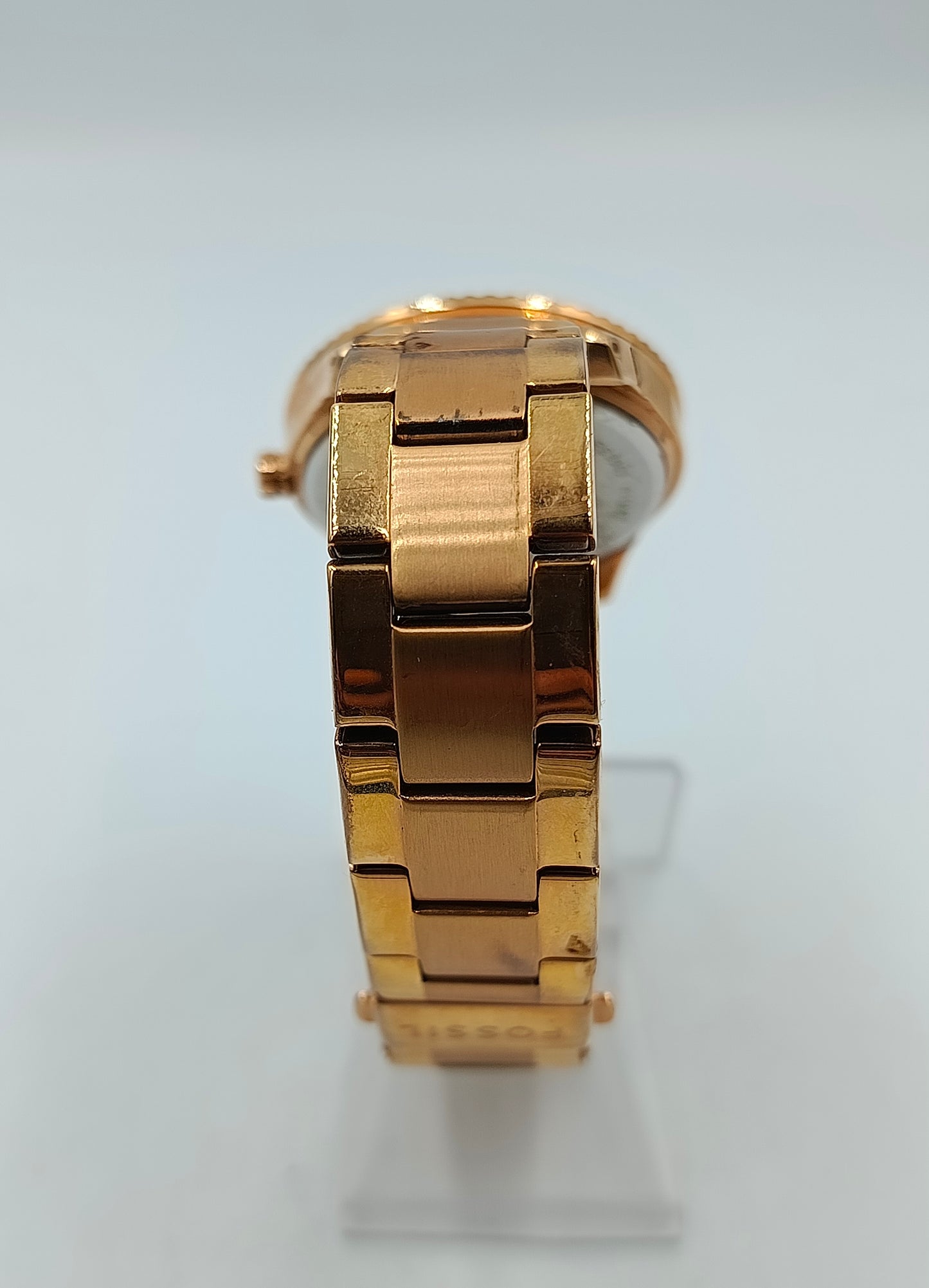 Fossil Armbanduhr Roségold Edelstahl Strass Chronograph Stilvoll