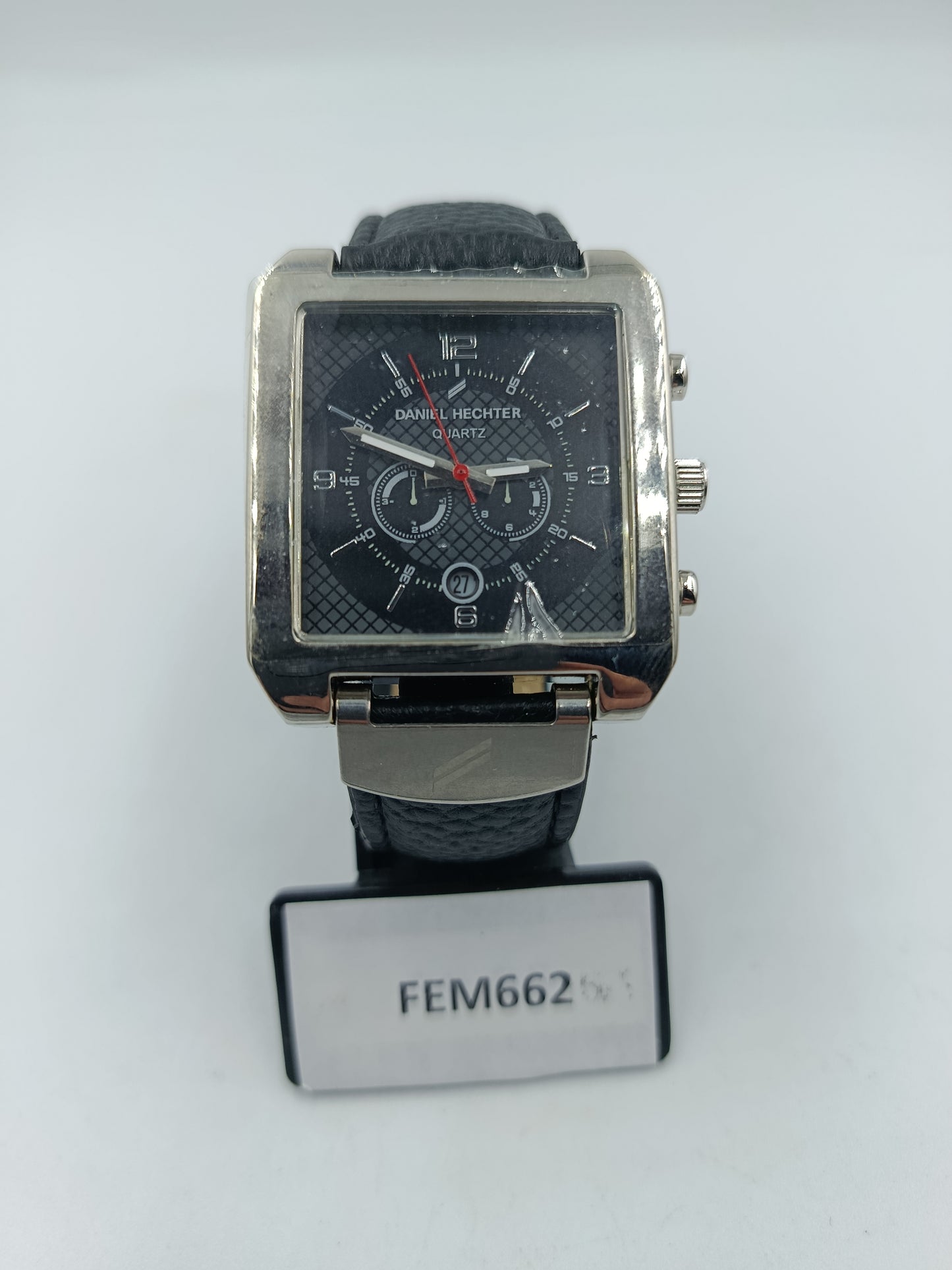 Daniel Hechter Armbanduhr Schwarz Silber Rechteckig Lederband