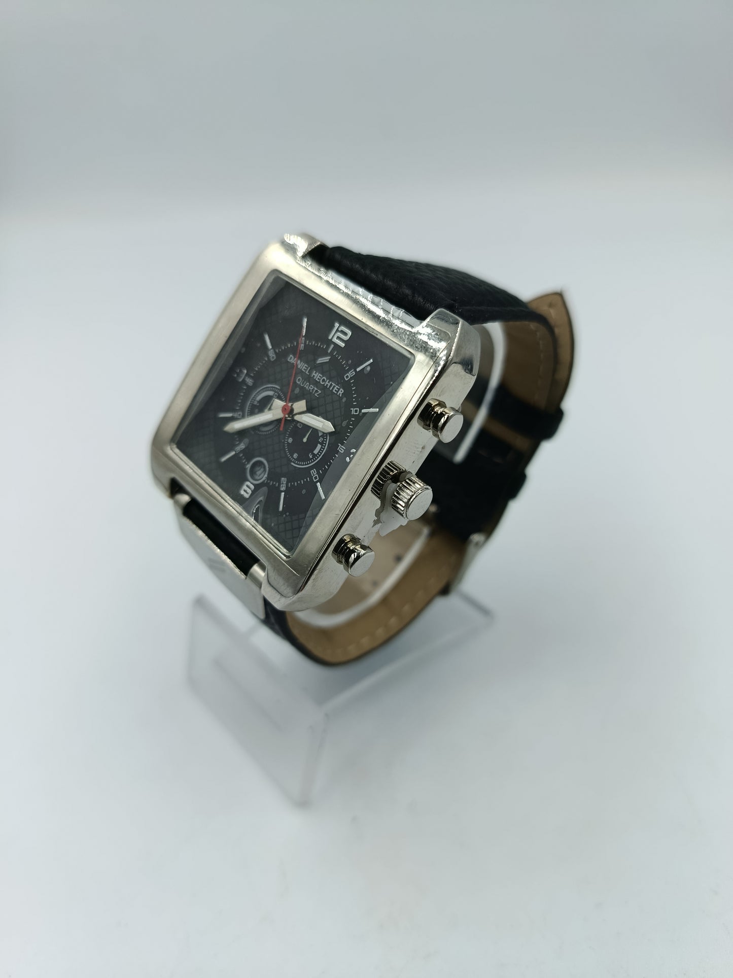 Daniel Hechter Armbanduhr Schwarz Silber Rechteckig Lederband