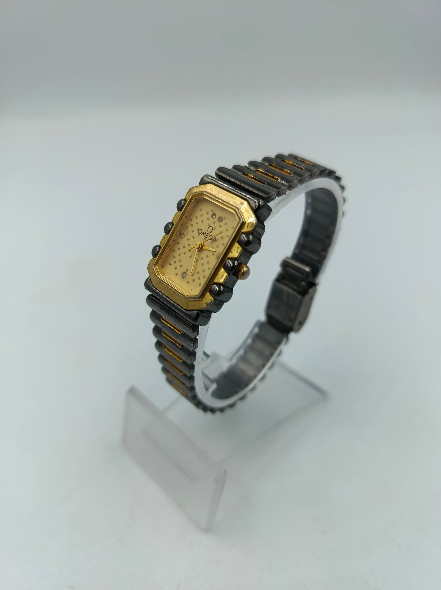 Damenarmbanduhr Goldfarben Rechteckig Elastisches Armband