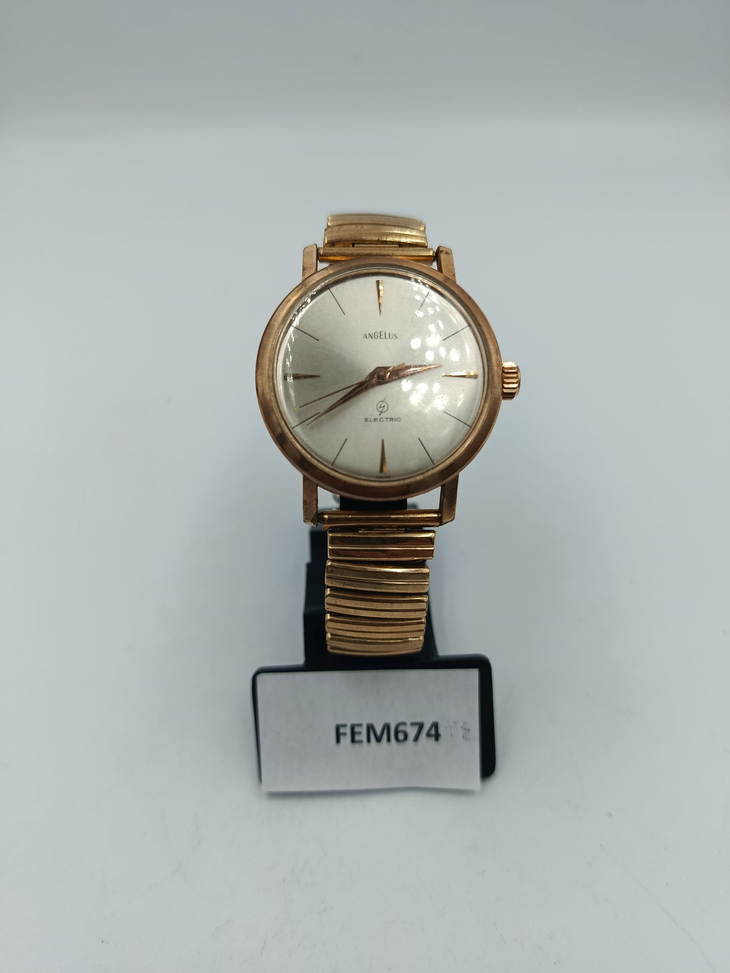 Angelus Electric Herrenarmbanduhr Goldfarben mit elastischem Armband