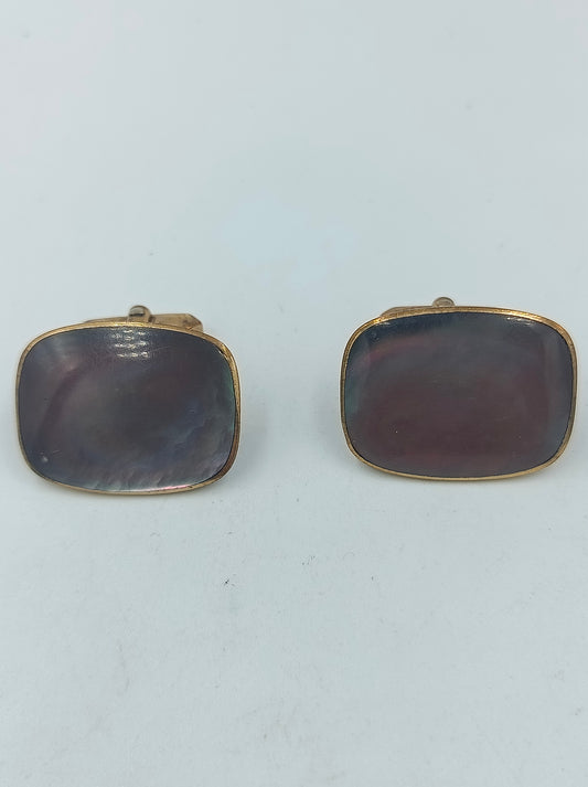 Elegante Manschettenknöpfe Goldfarben mit Perlmutt Einlage