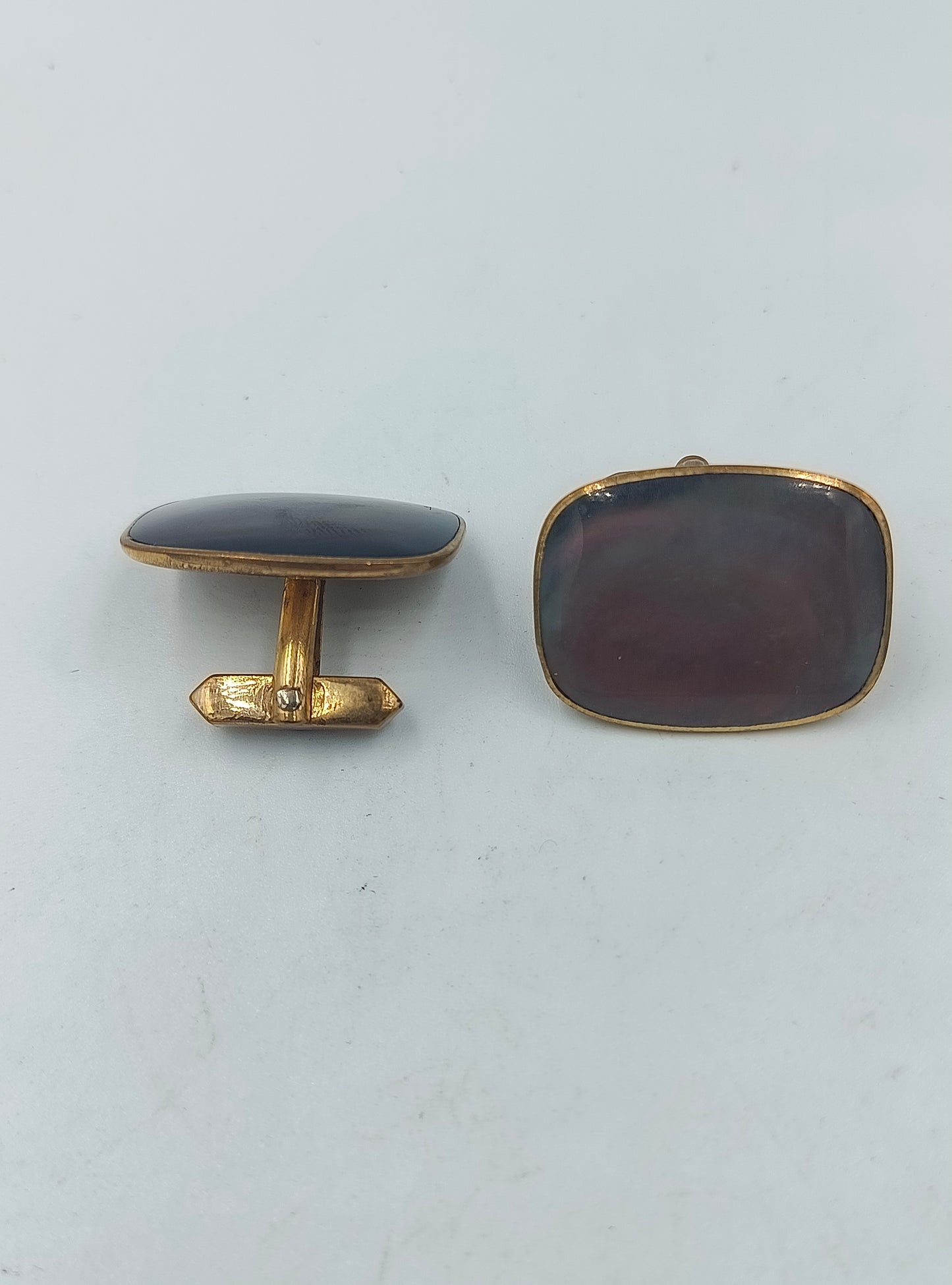 Elegante Manschettenknöpfe Goldfarben mit Perlmutt Einlage