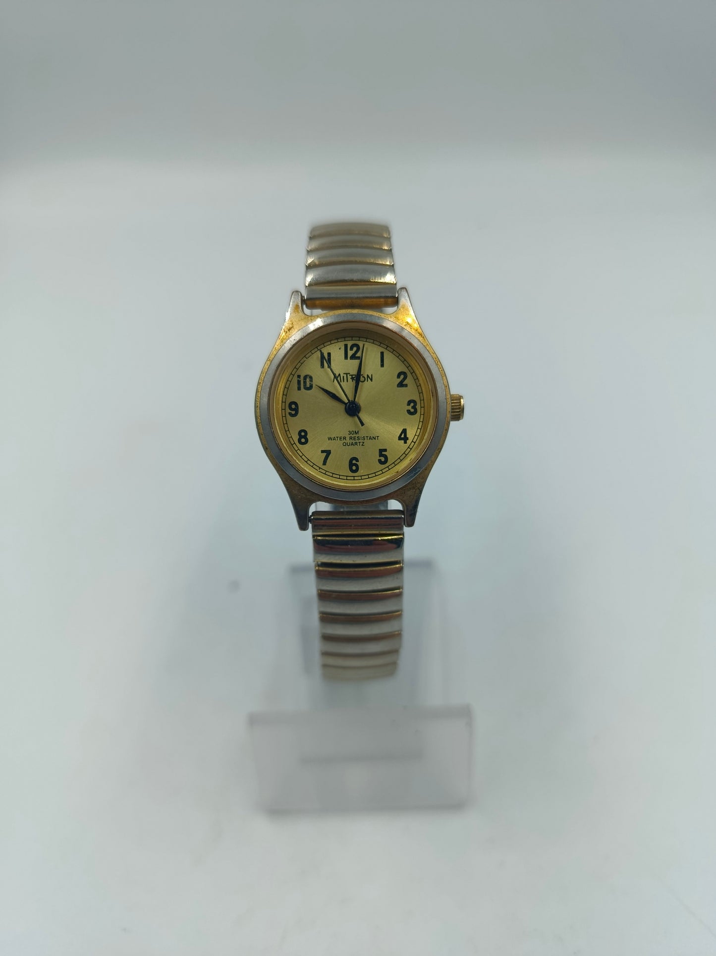 Miton Quartz Armbanduhr Gold Silber Elastikband