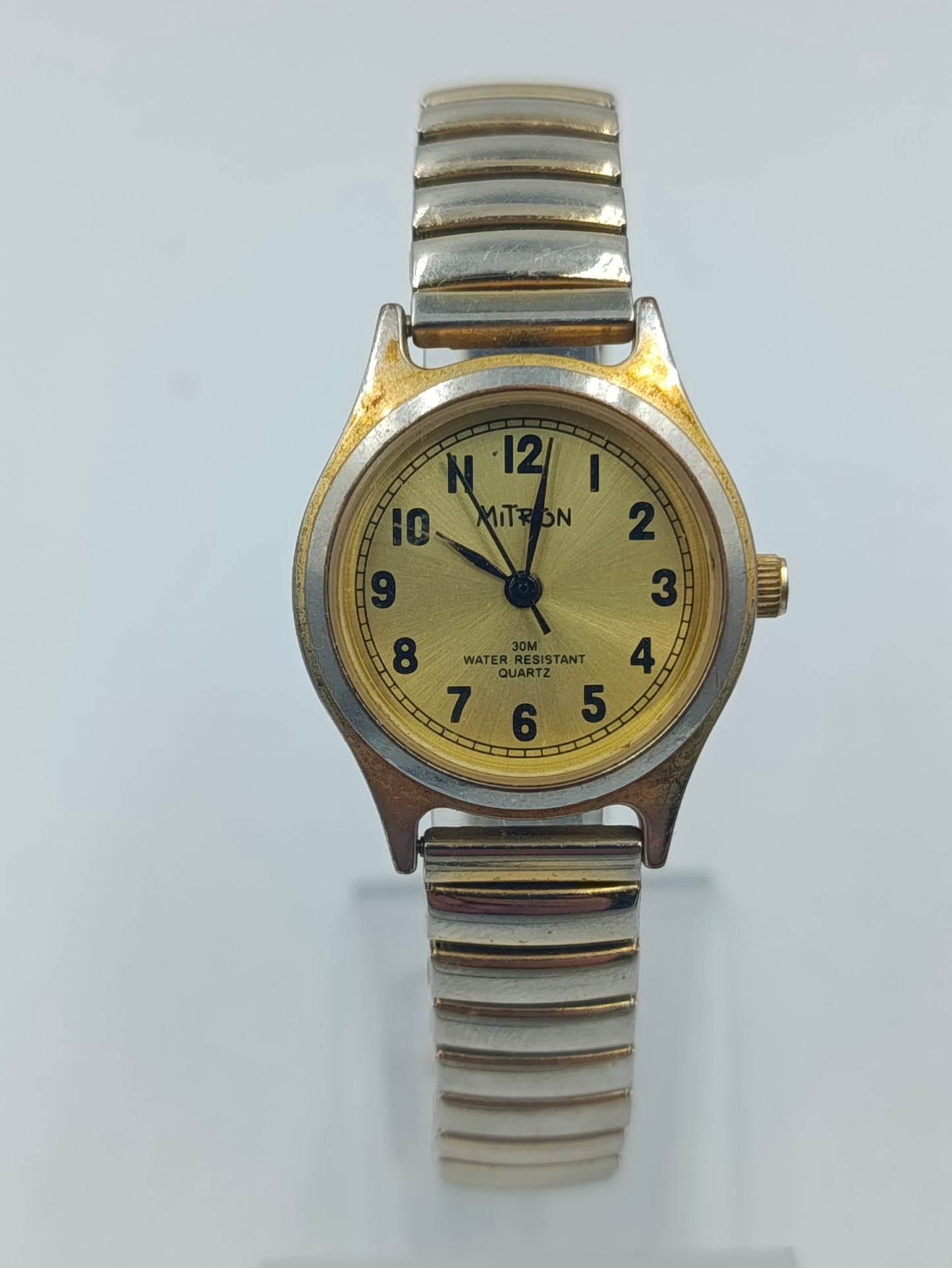 Miton Quartz Armbanduhr Gold Silber Elastikband