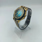 Swanson Japan Quartz Armbanduhr Blau Gold mit Datumsanzeige