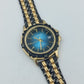 Swanson Japan Quartz Armbanduhr Blau Gold mit Datumsanzeige