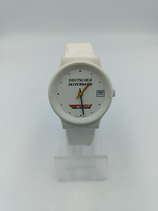 Deutscher Skiverband DSV Armbanduhr Swiss Made Weiß Vintage