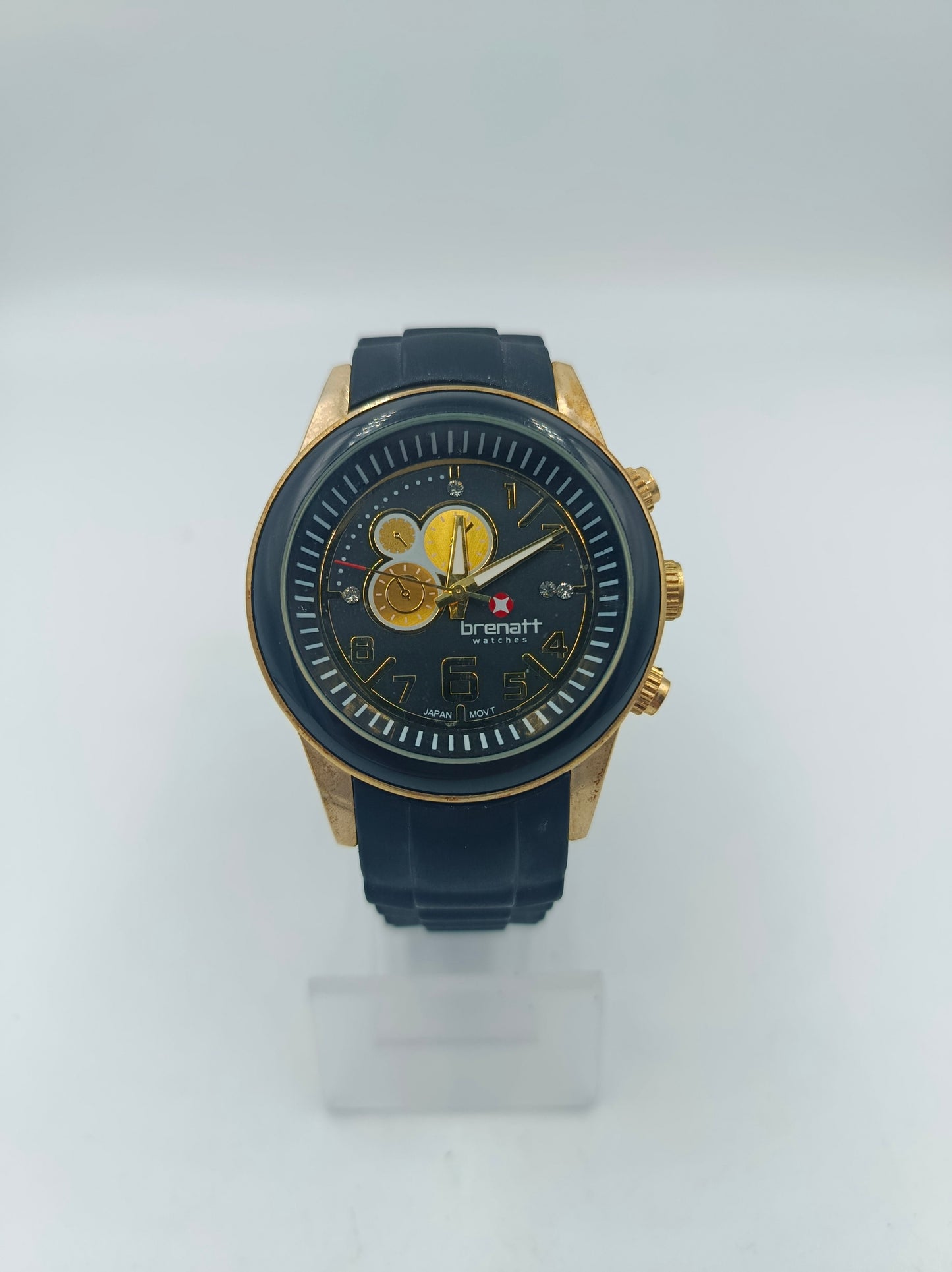 Brenatt Herren Armbanduhr Schwarz Gold Sportlich Japan Quartz