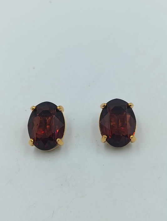 Swarovski Clip Ohrringe Goldfarben mit Rotbraunen Kristallen