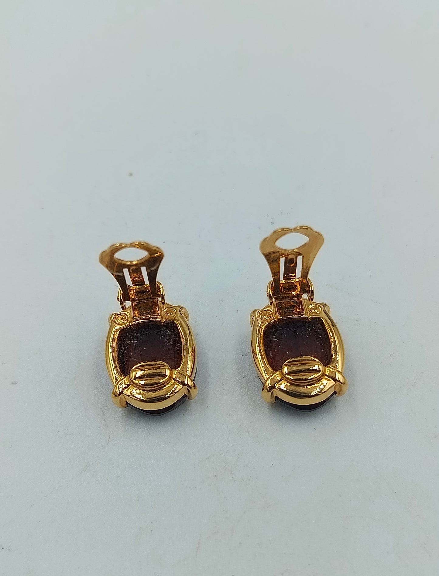 Swarovski Clip Ohrringe Goldfarben mit Rotbraunen Kristallen