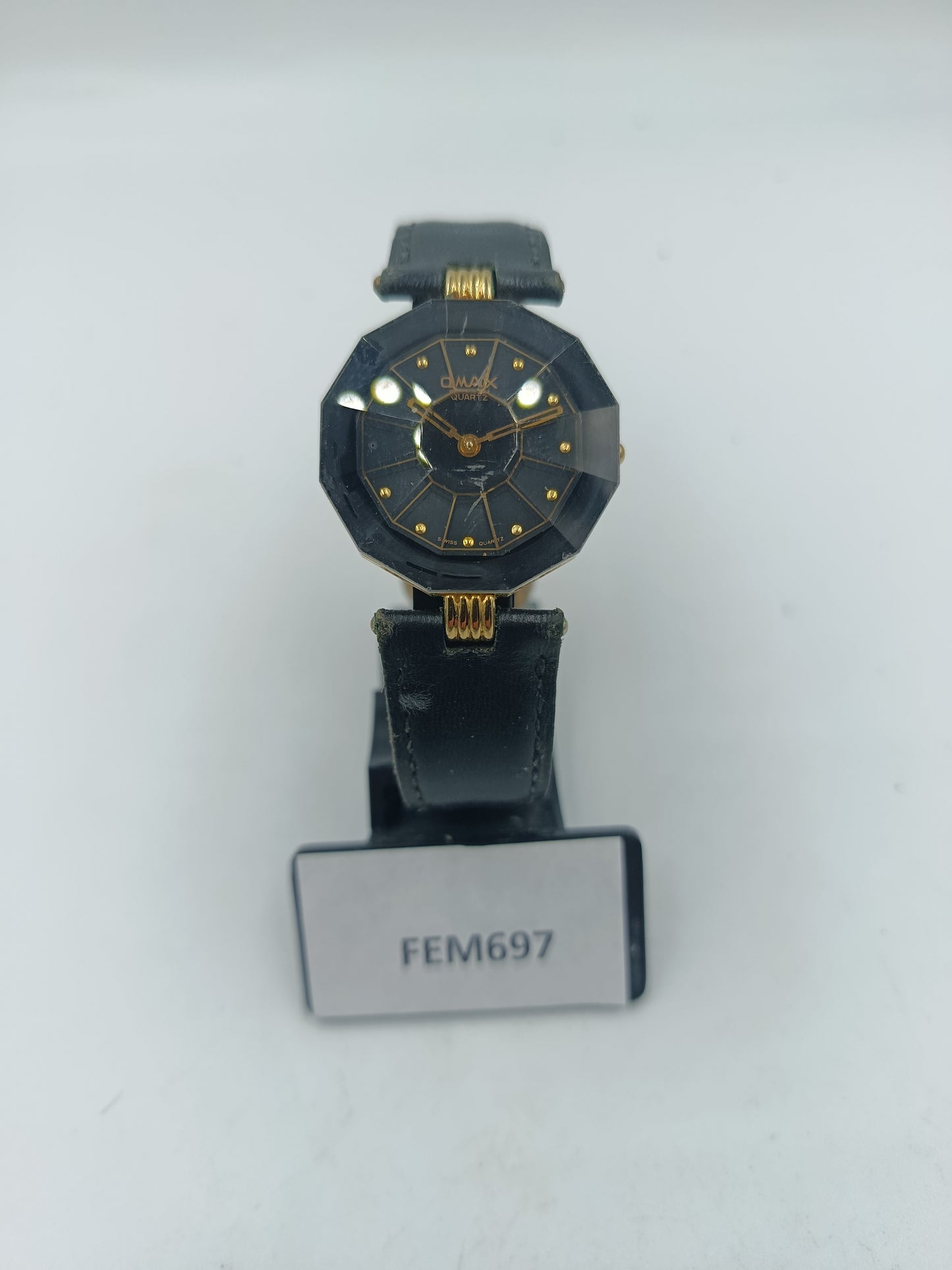 Omax Damenarmbanduhr Schwarz Gold Swiss Quartz