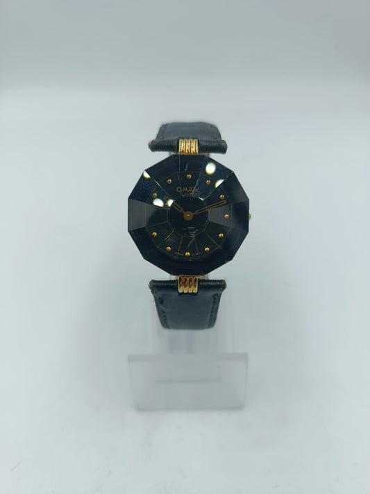 Omax Damenarmbanduhr Schwarz Gold Swiss Quartz