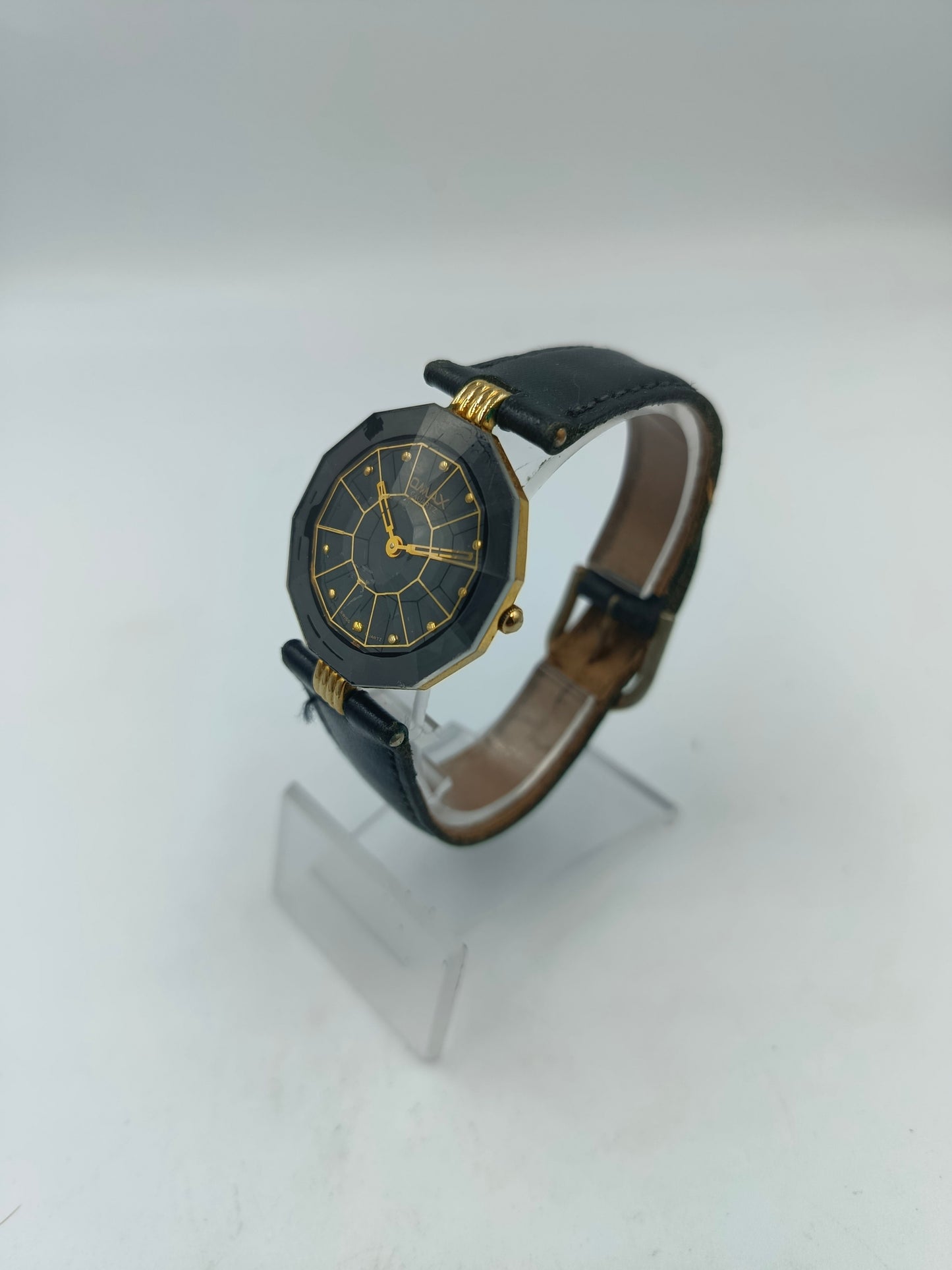 Omax Damenarmbanduhr Schwarz Gold Swiss Quartz