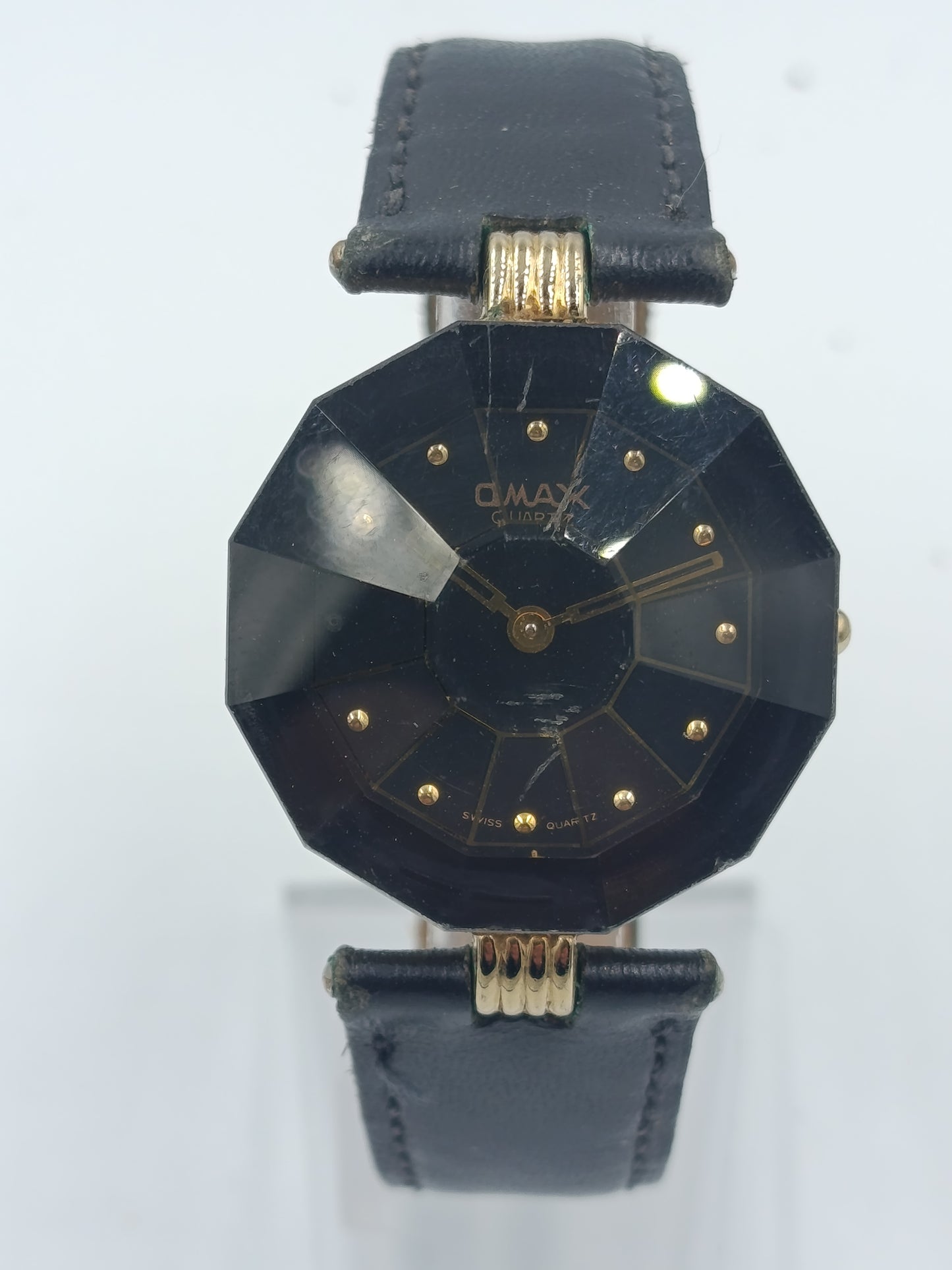 Omax Damenarmbanduhr Schwarz Gold Swiss Quartz