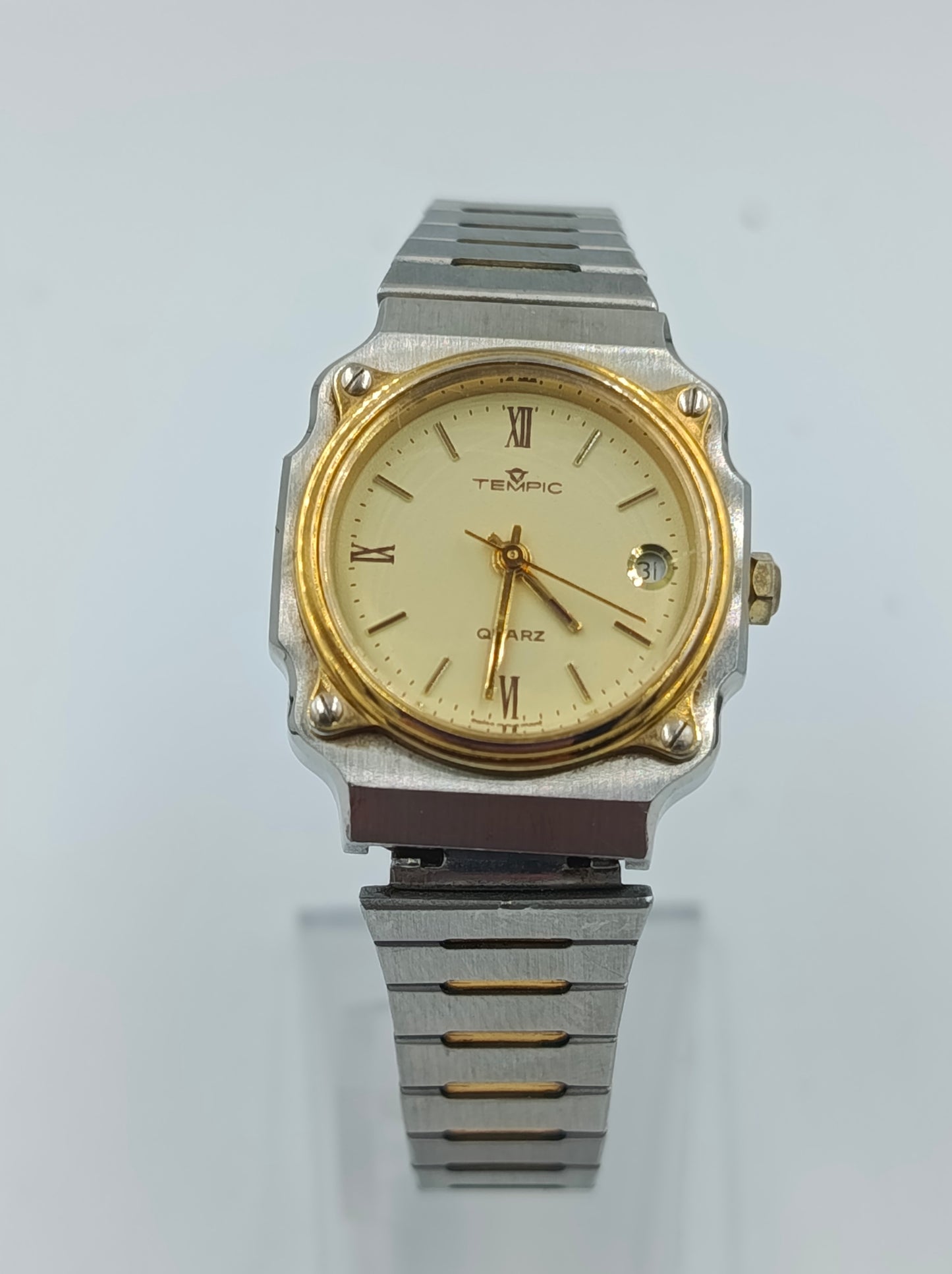 Tempic Herrenarmbanduhr Bicolor Quartz mit Datumsanzeige