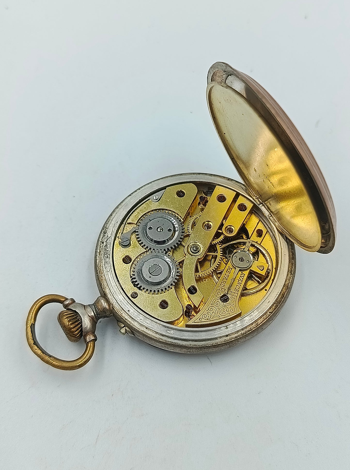 Antike Taschenuhr Mechanisch Versilbert mit Gravur