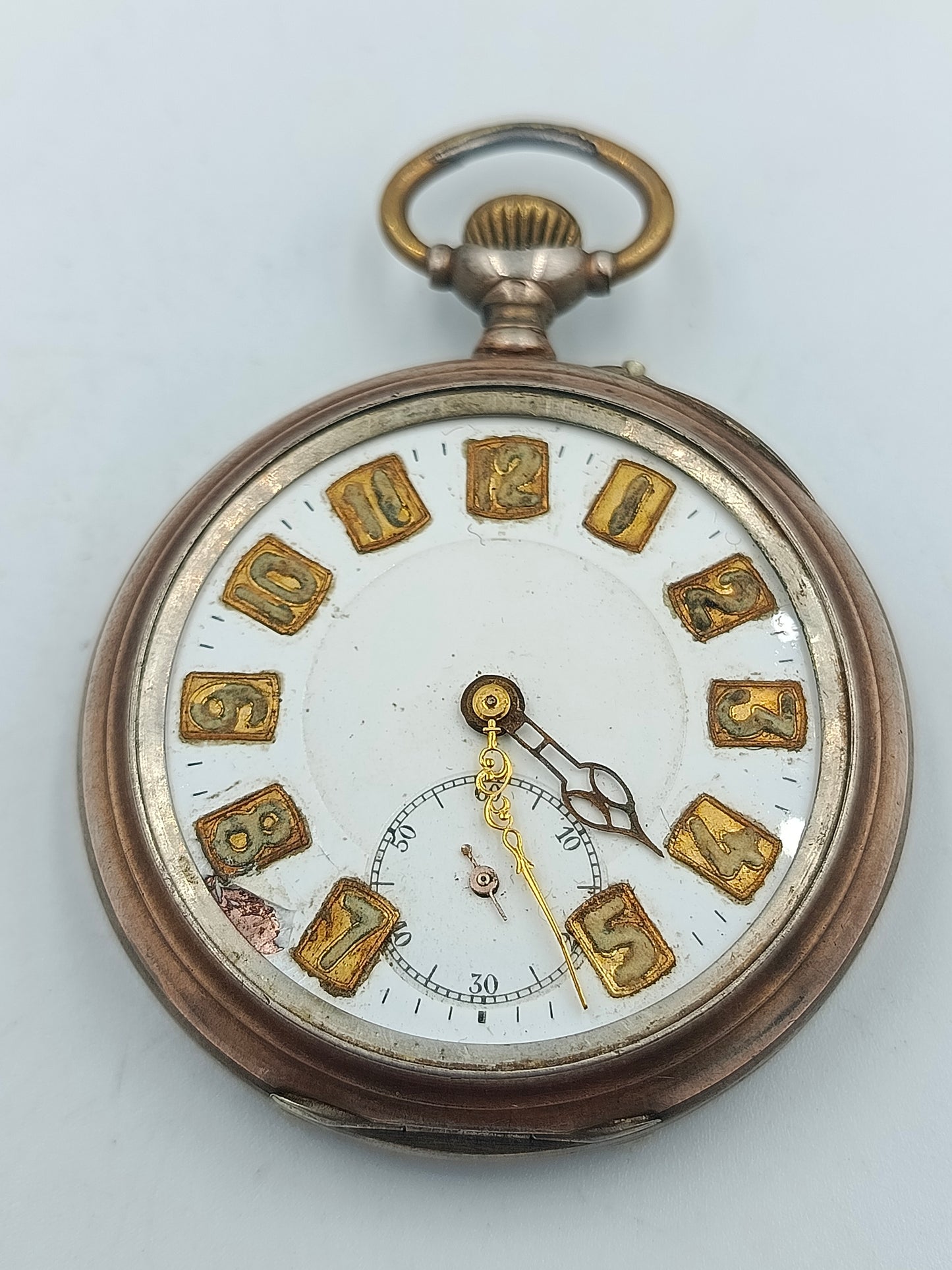 Antike Taschenuhr Mechanisch Versilbert mit Gravur