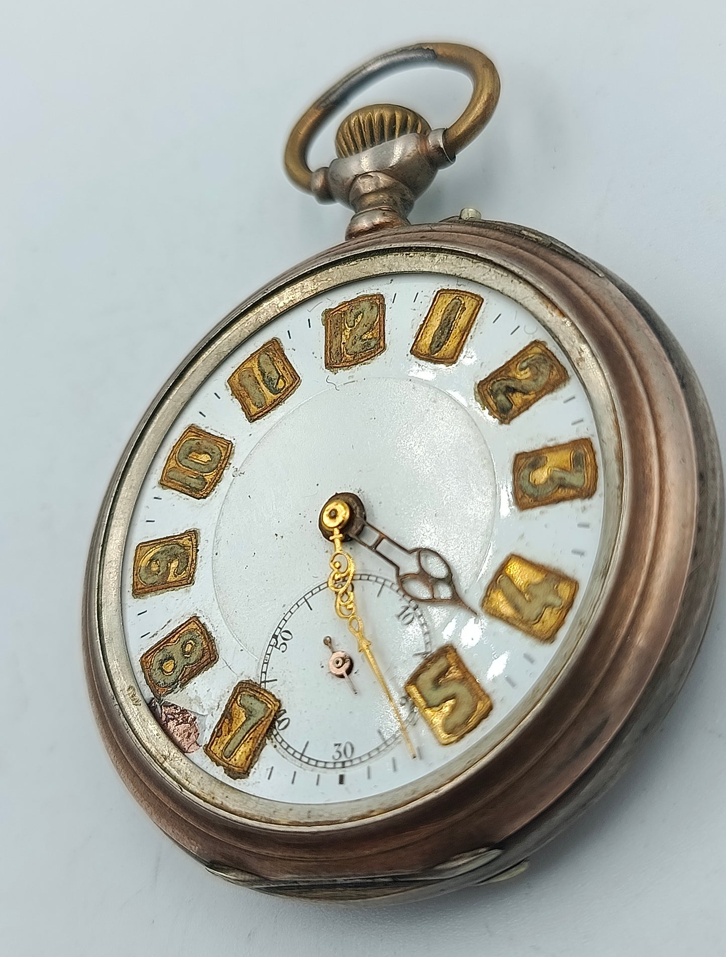 Antike Taschenuhr Mechanisch Versilbert mit Gravur