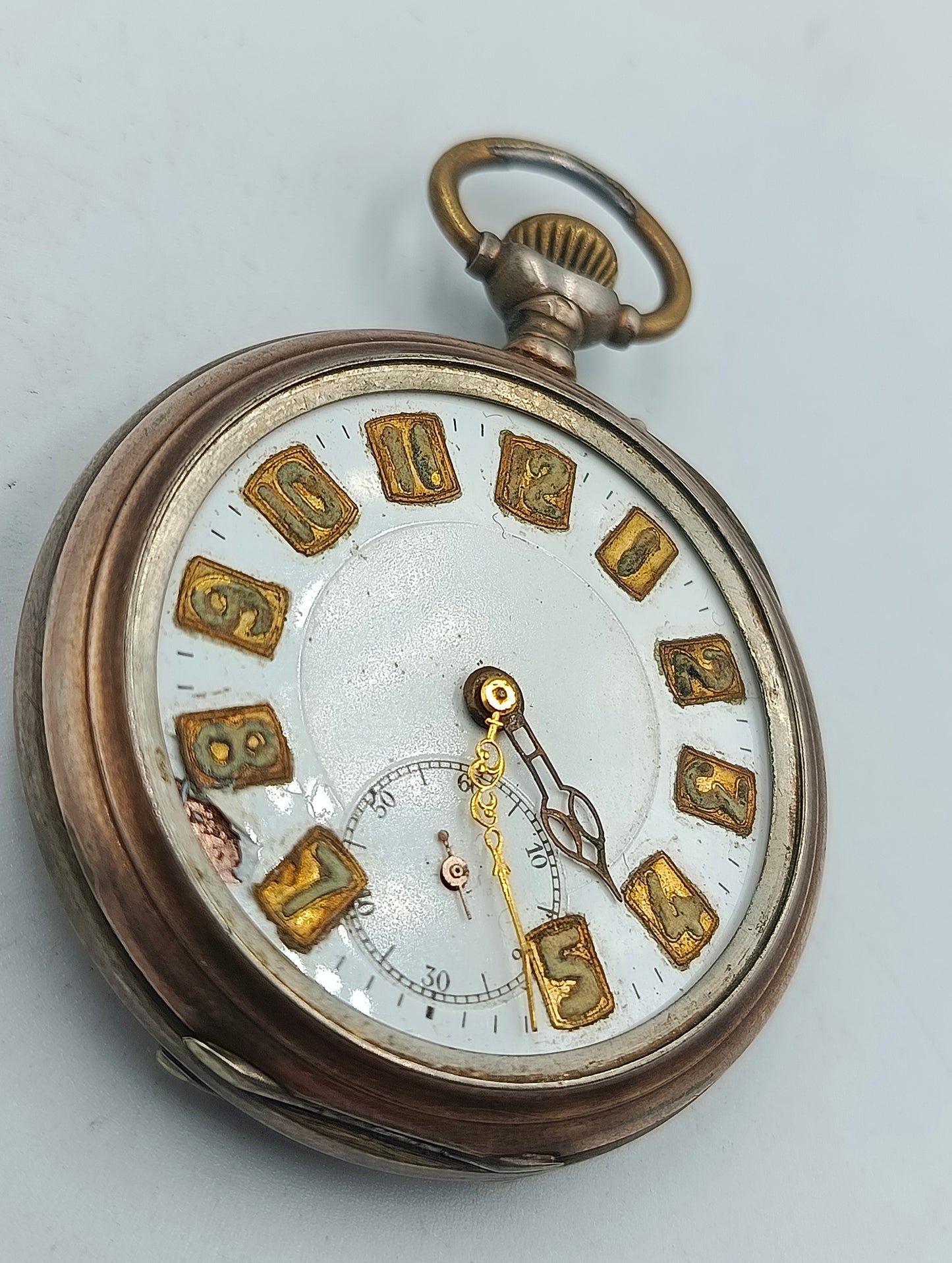 Antike Taschenuhr Mechanisch Versilbert mit Gravur