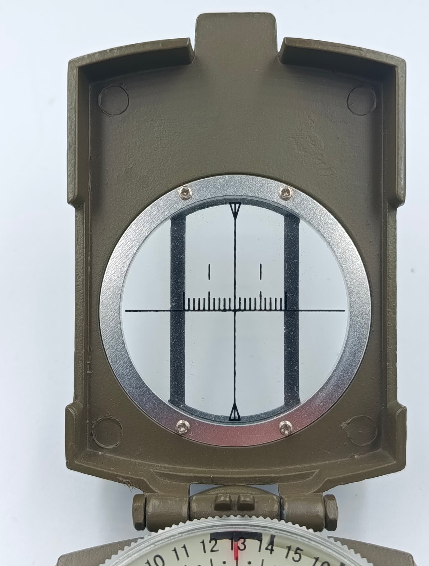 Militärischer Kompass mit Lupe und Libelle Klappbar Messing Olivegrün