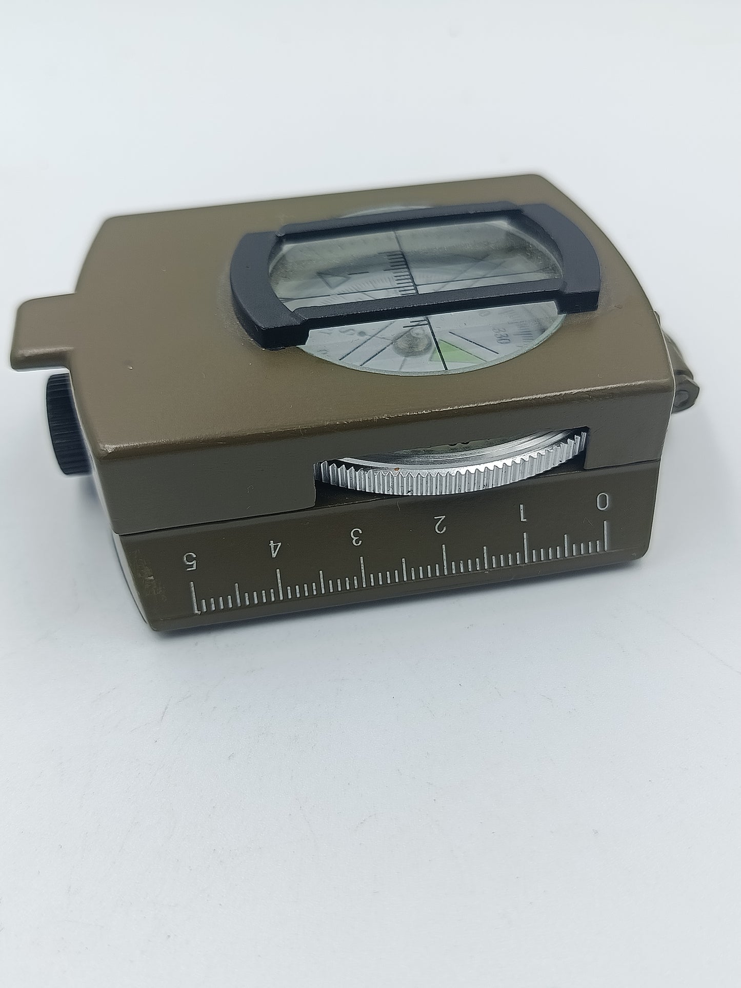 Militärischer Kompass mit Lupe und Libelle Klappbar Messing Olivegrün