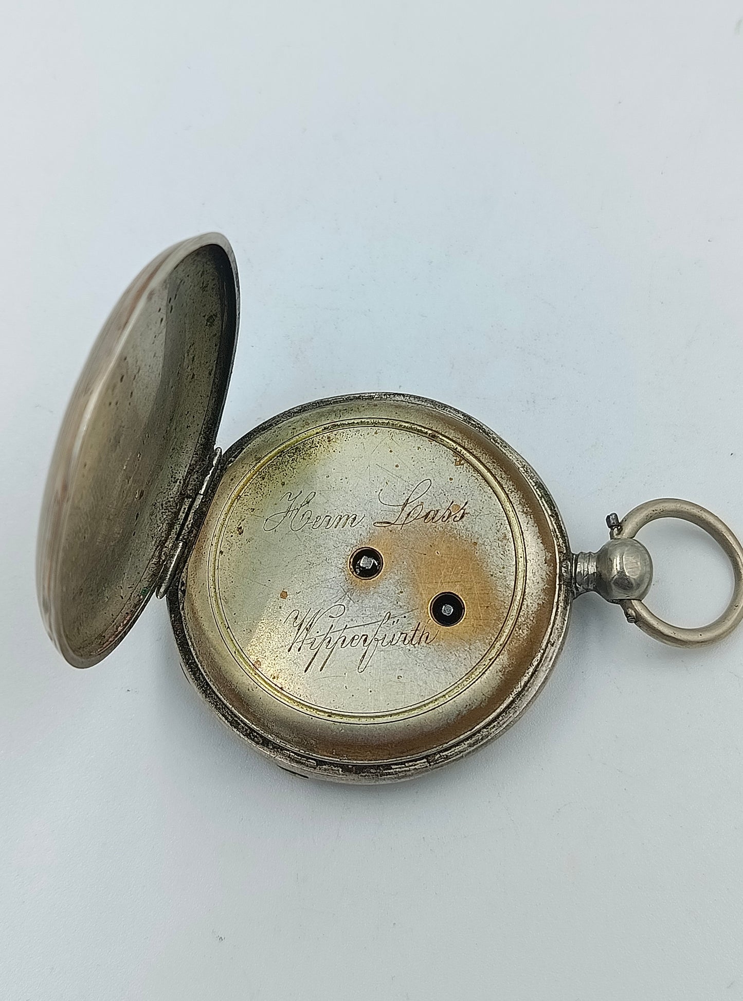 Antike Schlüsselaufzug Taschenuhr Primus mit Kette und Schlüsseln