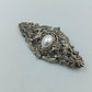 Antike Brosche Versilbert mit Perle Barock Stil