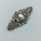 Antike Brosche Versilbert mit Perle Barock Stil