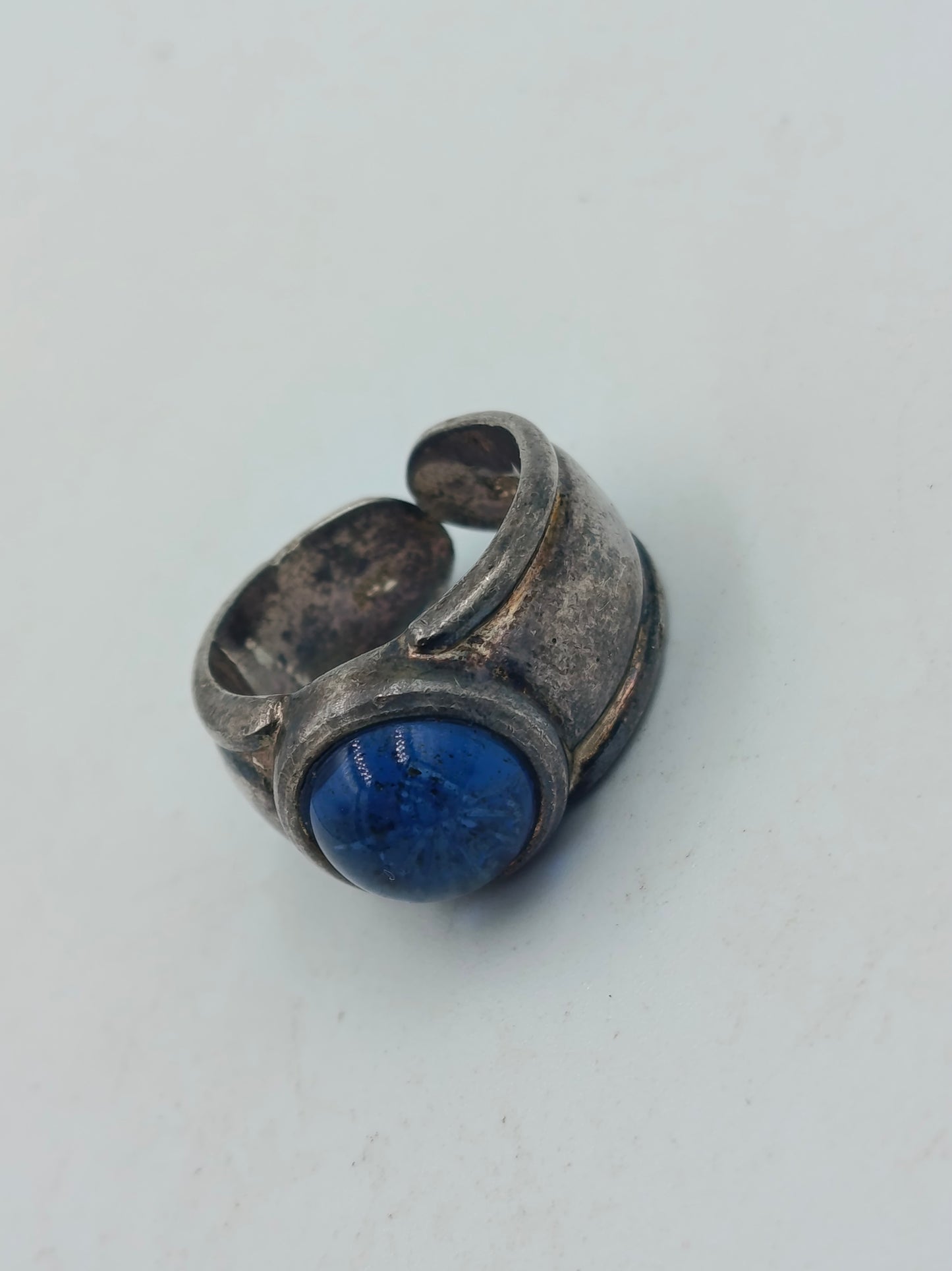 925 Silber Ring mit blauem Stein Vintage Design