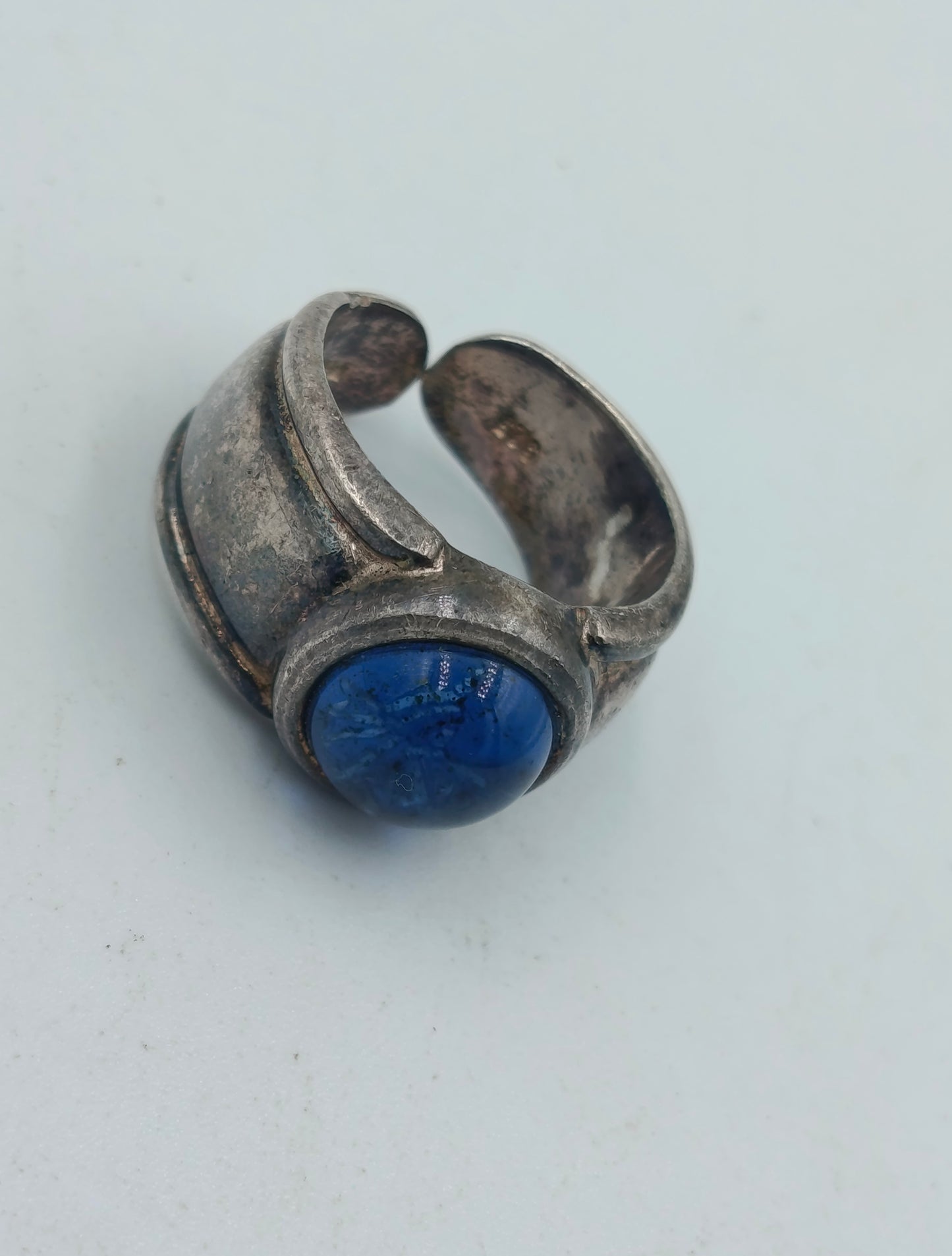 925 Silber Ring mit blauem Stein Vintage Design