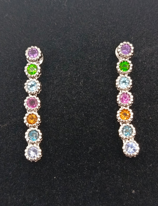 925 Silber Ohrringe mit bunten Steinen elegant