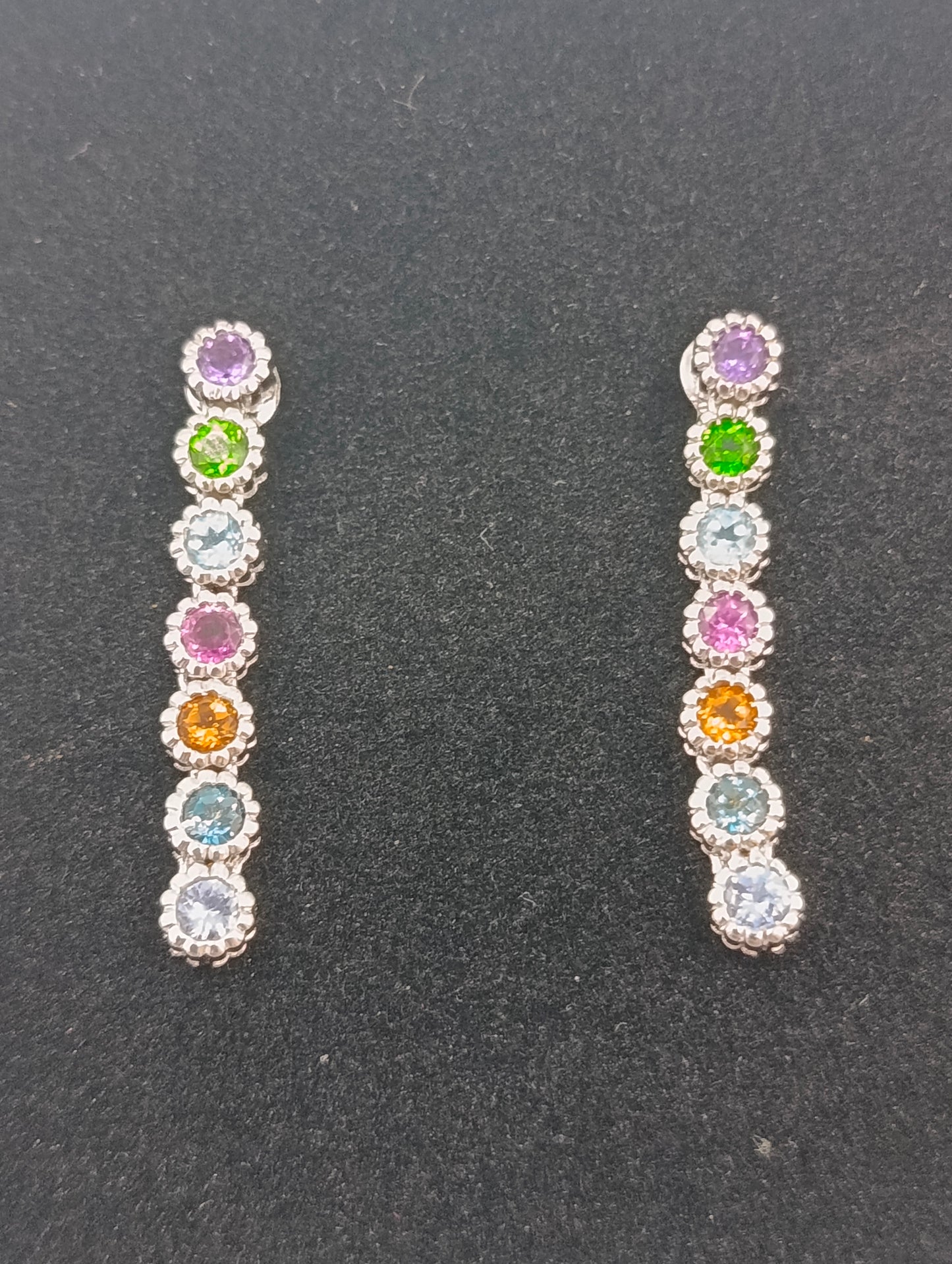 925 Silber Ohrringe mit bunten Steinen elegant