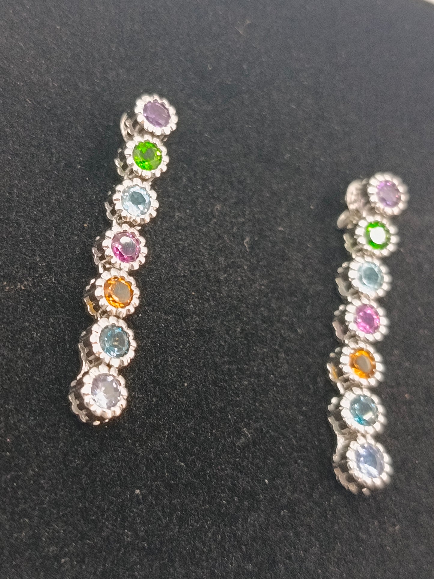 925 Silber Ohrringe mit bunten Steinen elegant