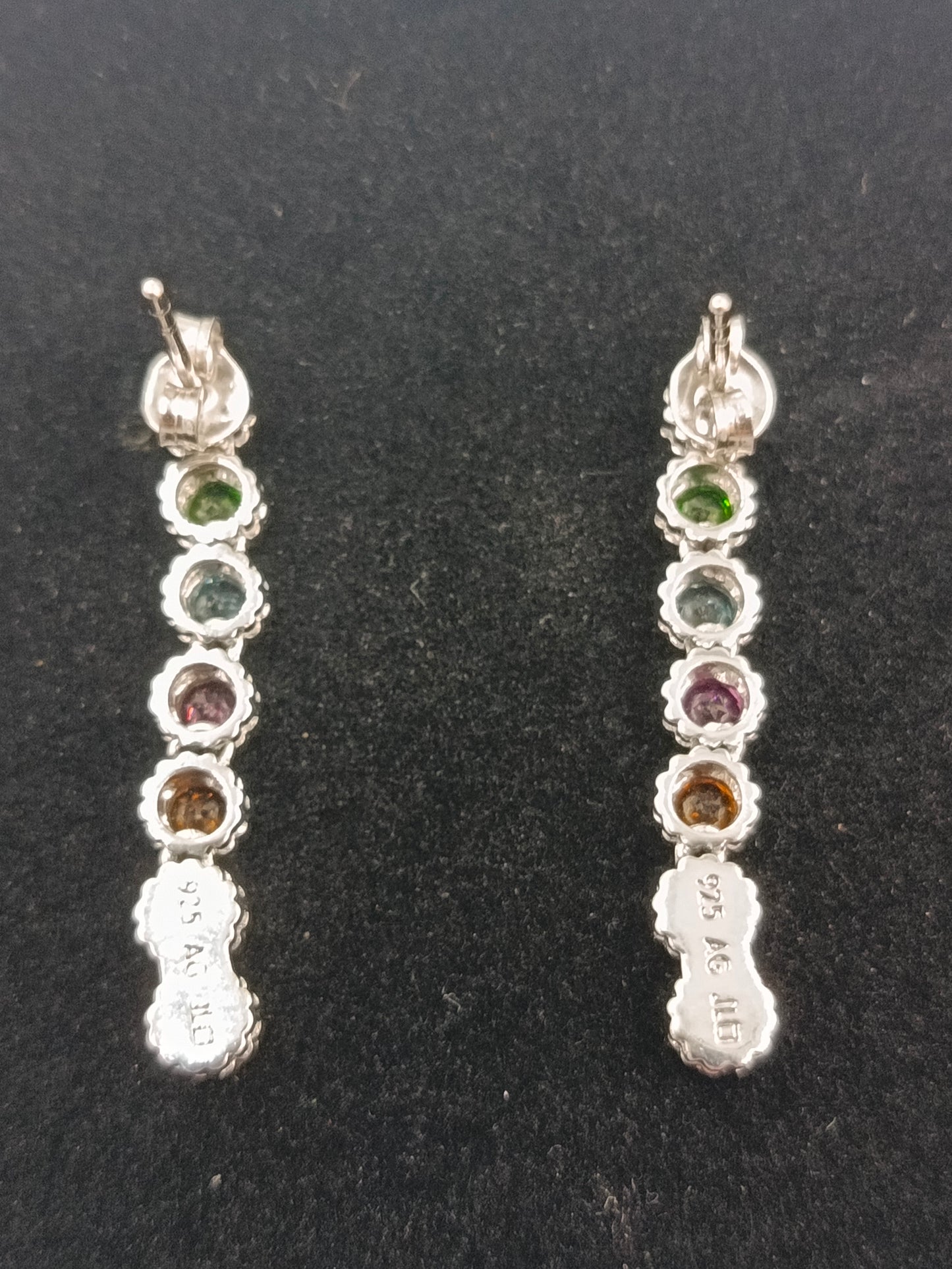 925 Silber Ohrringe mit bunten Steinen elegant