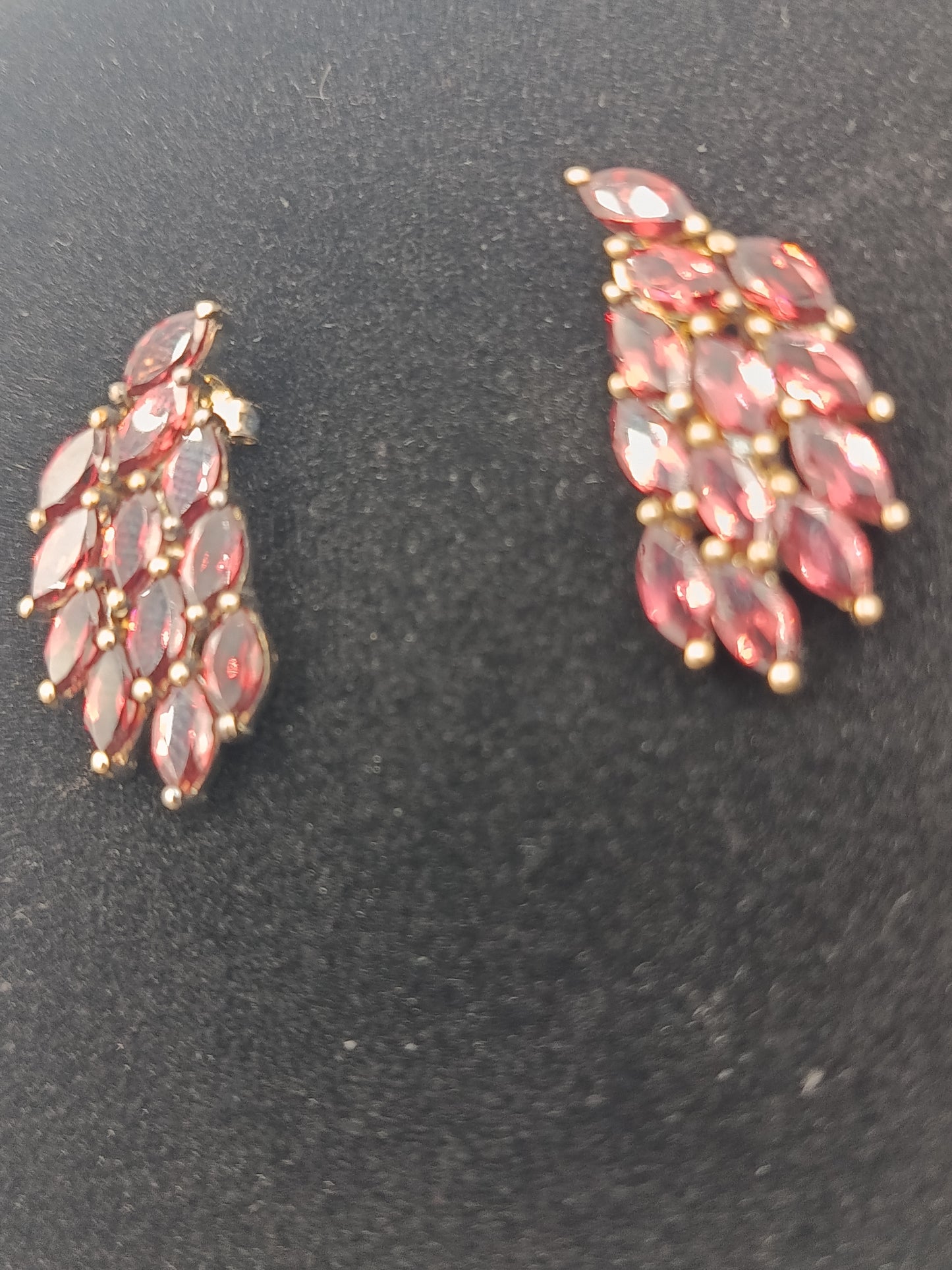 Vergoldete Ohrringe mit roten Steinen elegant